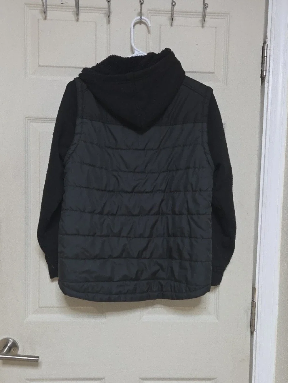 Distortion Kids Puffer Jacket Black Sherpa Hooded Winter Coat Size 10/12 M.
